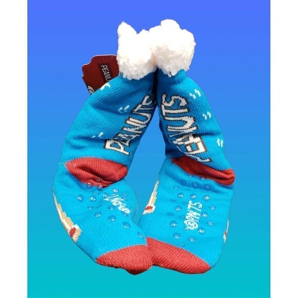 NWT Snoopy Slipper Socks Peanuts Sherpa Lined No Slip Grips One Sz Gift - Picture 6 of 6